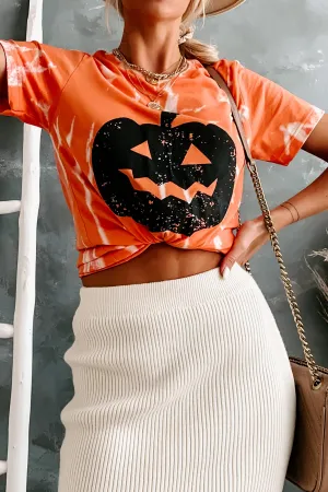 "Pumpkin Please" Tie-Dye Pumpkin Graphic T-Shirt (Orange)