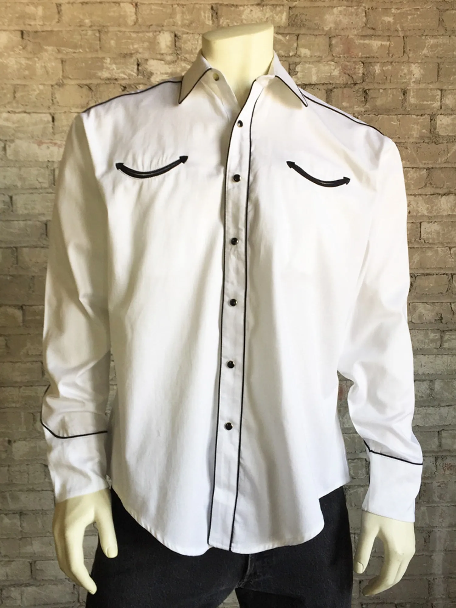 Rockmount Mens White 100% Cotton Vintage Solid Western L/S Shirt