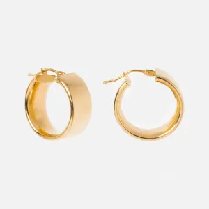 Solid Gold Flat Chunky Hollow Hoops