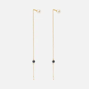 Solid Gold Freshwater Pearl Threader Earrings