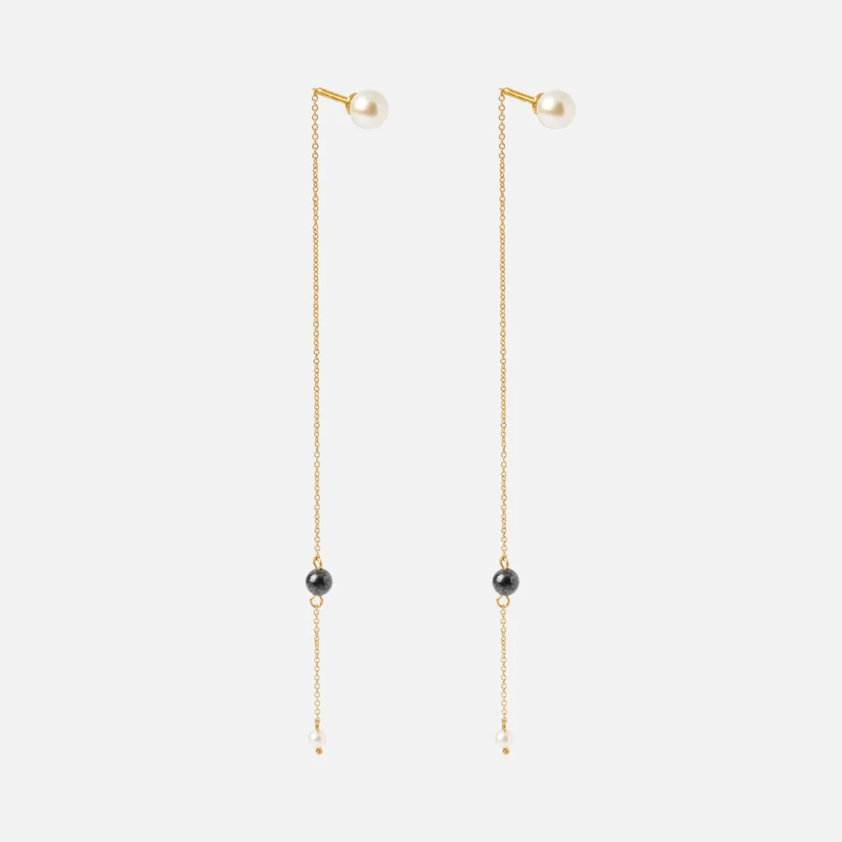 Solid Gold Freshwater Pearl Threader Earrings