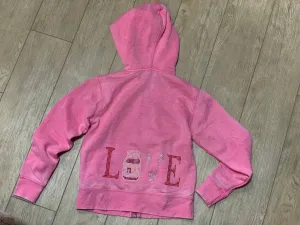 Sparkle By Stoopher Girls Crystal Nutella Love Pink Zip Up Hoodie