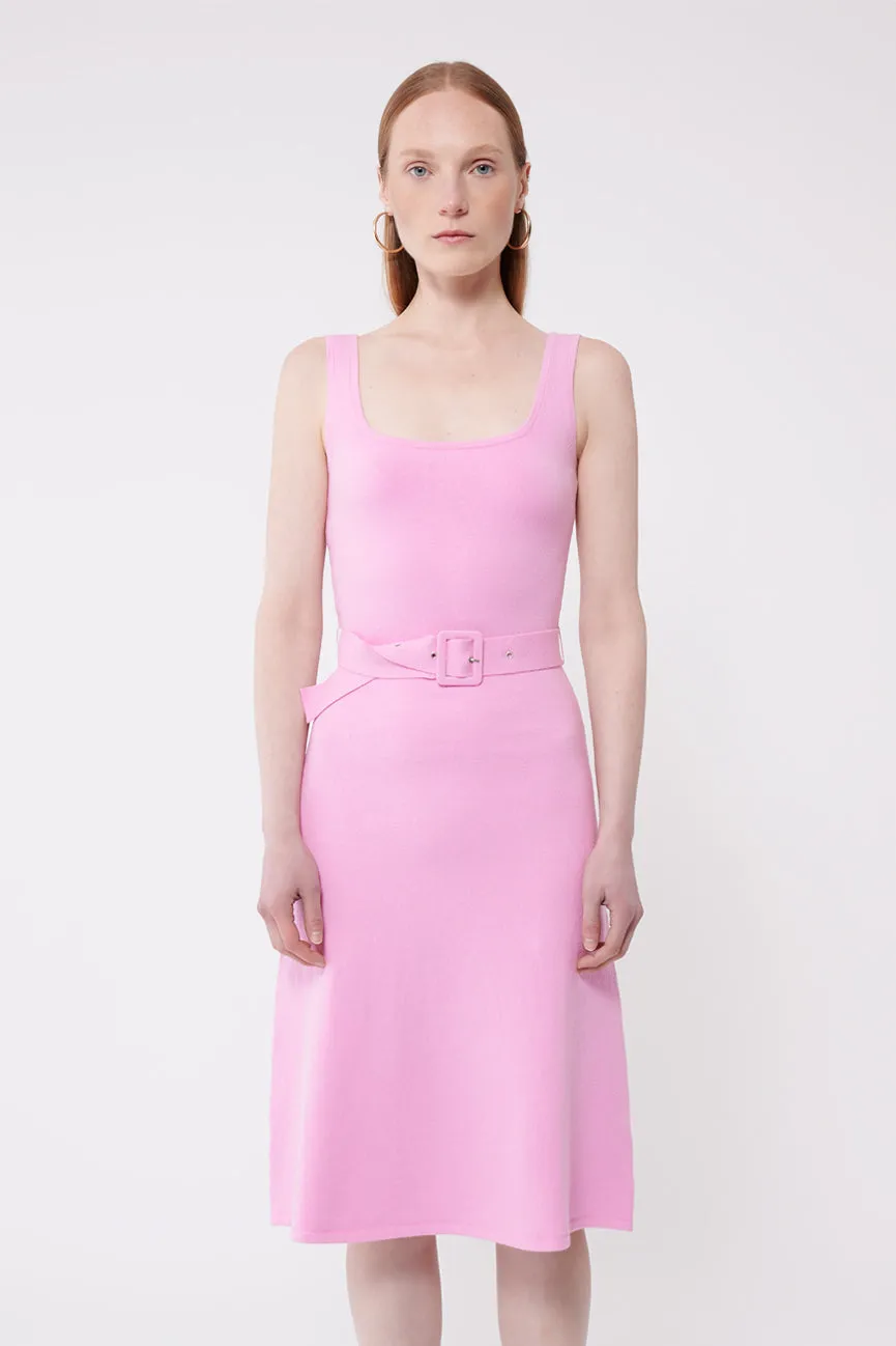 Sweet Pink Peachskin Midi Tank Dress