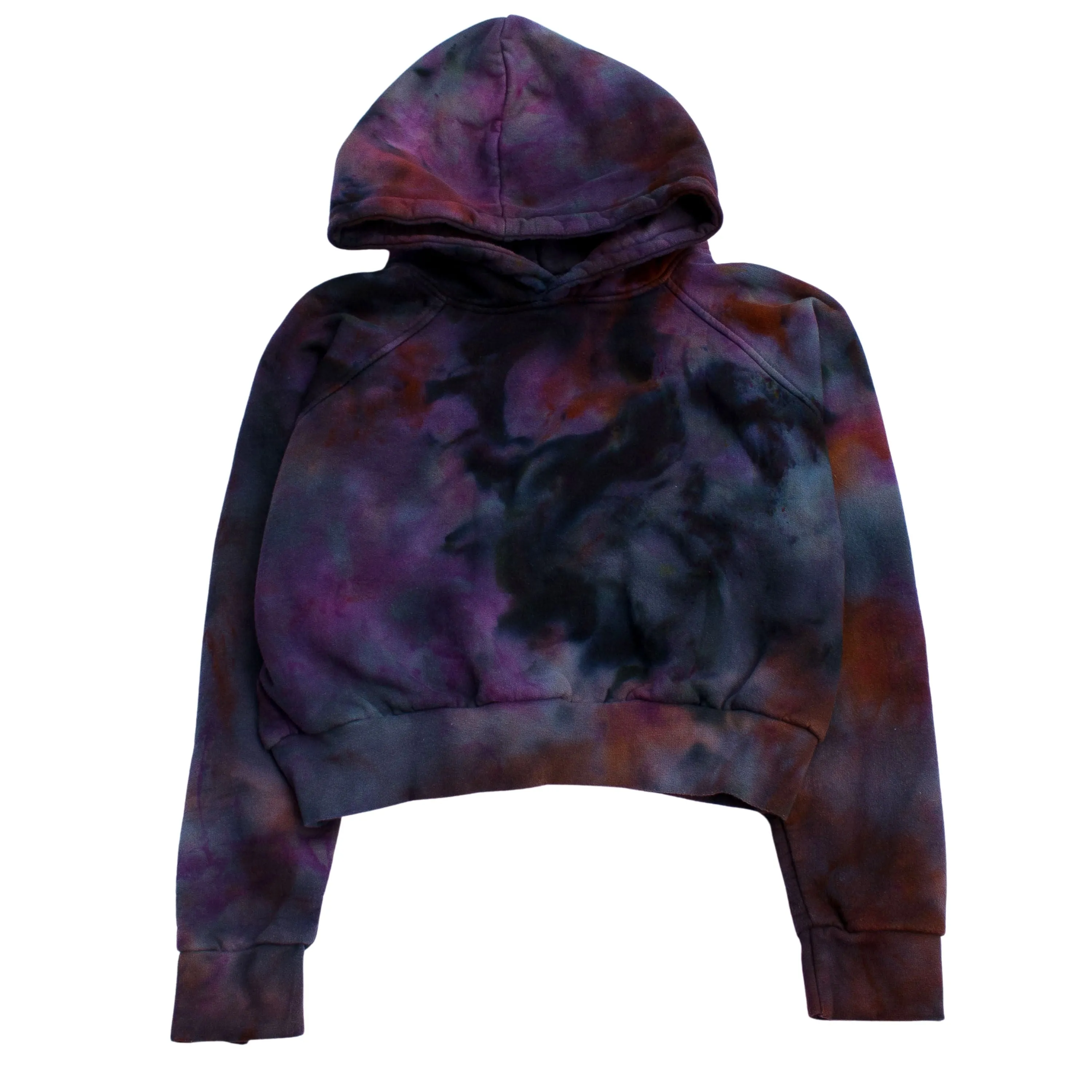 Tie-Dye Cropped Hoodie in Enchanting Plum and Charcoal