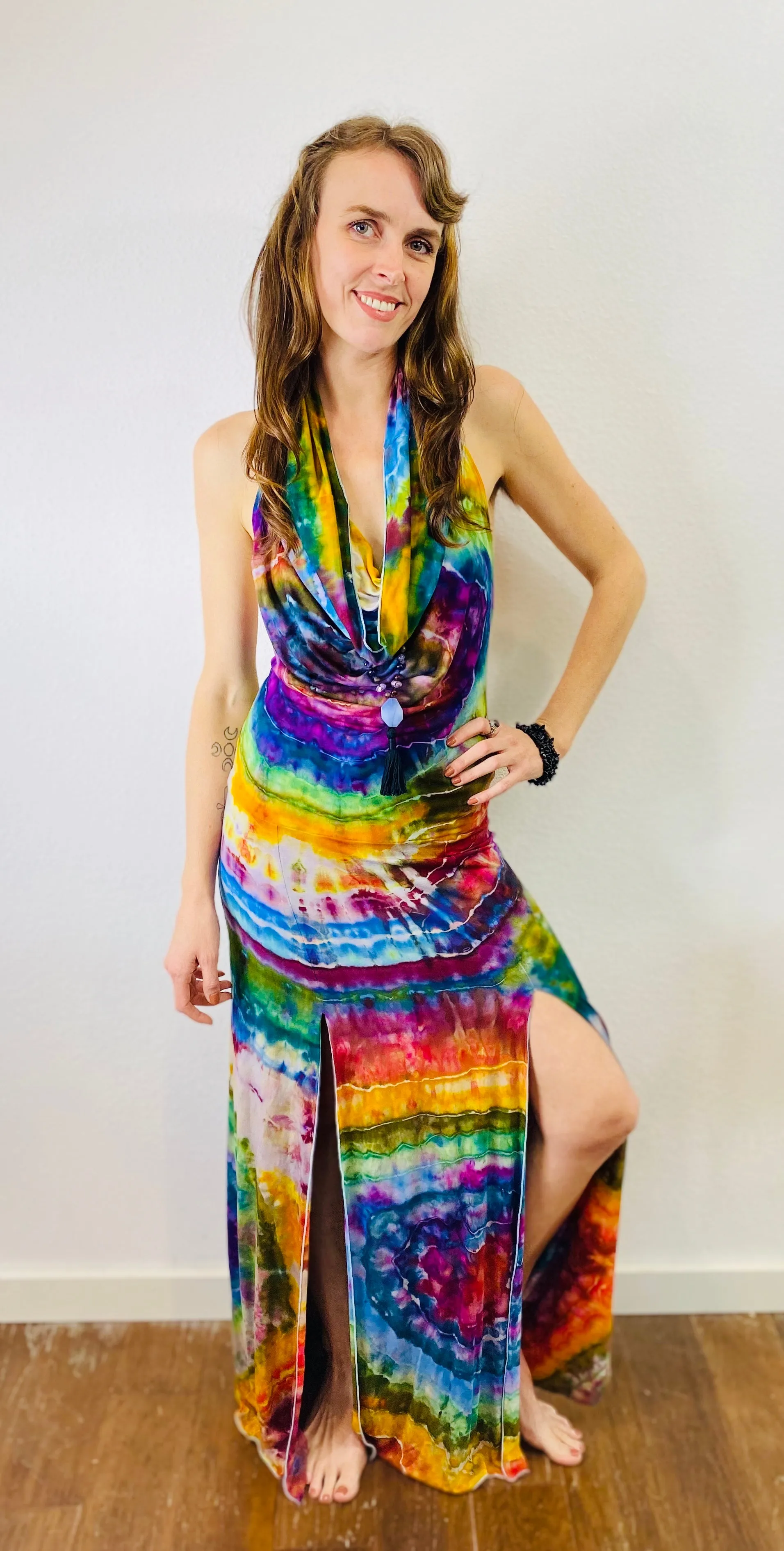 Tie Dye Lumiya Cowl Neck Dress