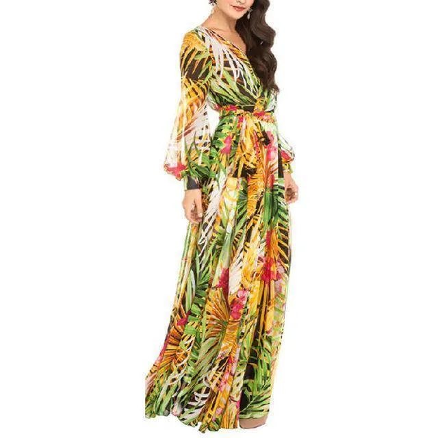 Tropical, Bohemian, Summer bahamas Chiffon Maxi Dress Robe (US 6 -16)