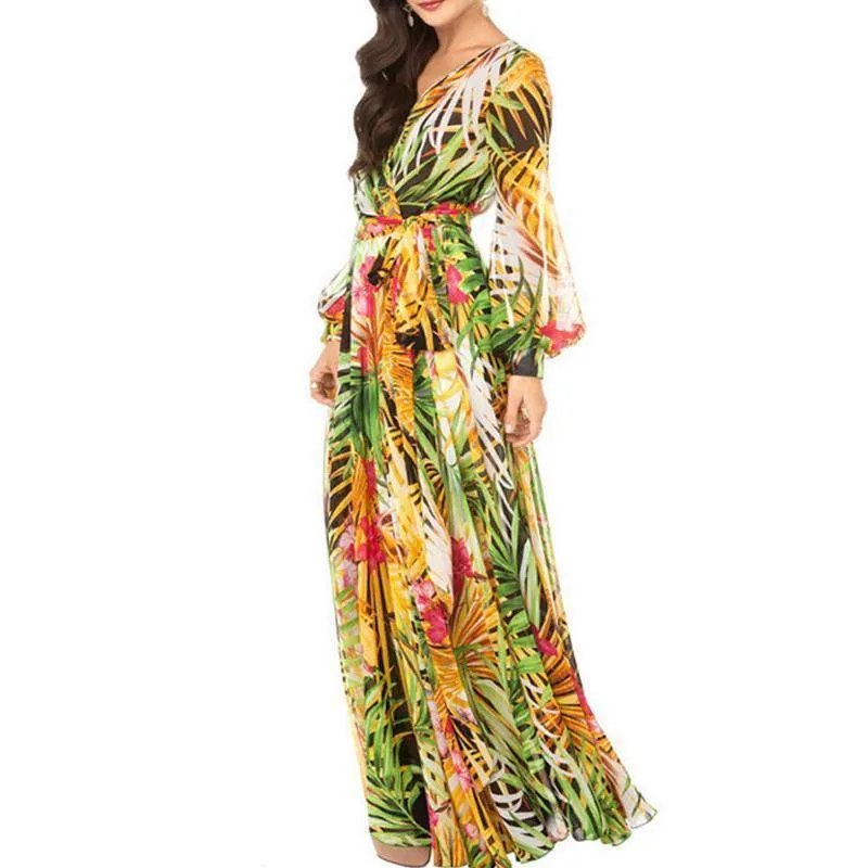 Tropical, Bohemian, Summer bahamas Chiffon Maxi Dress Robe (US 6 -16)