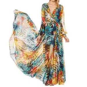 Tropical, Bohemian, Summer bahamas Chiffon Maxi Dress Robe (US 6 -16)