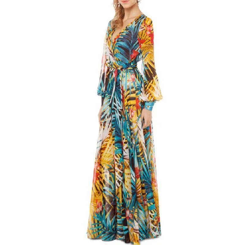 Tropical, Bohemian, Summer bahamas Chiffon Maxi Dress Robe (US 6 -16)