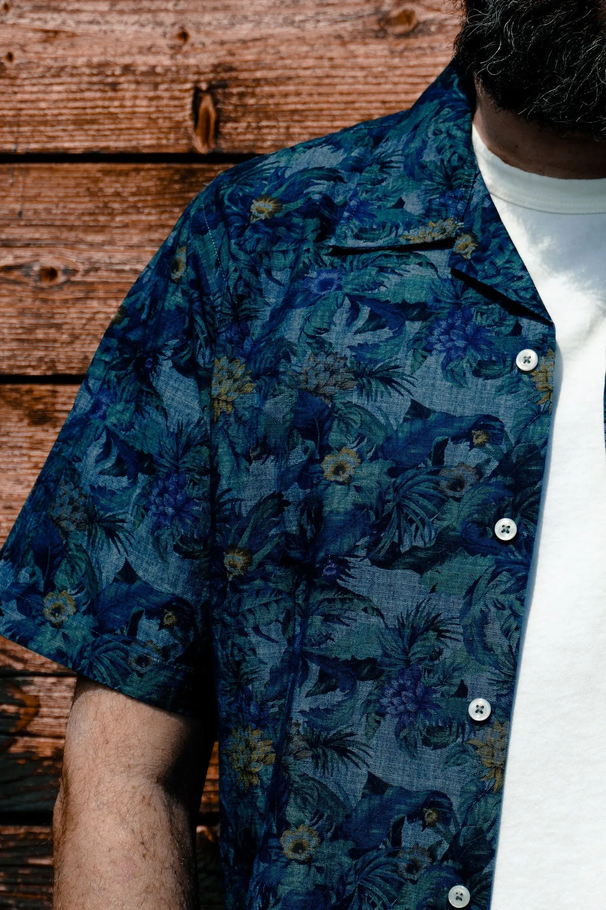 Universal Works - Camp Shirt In Indigo Jungle Chambray