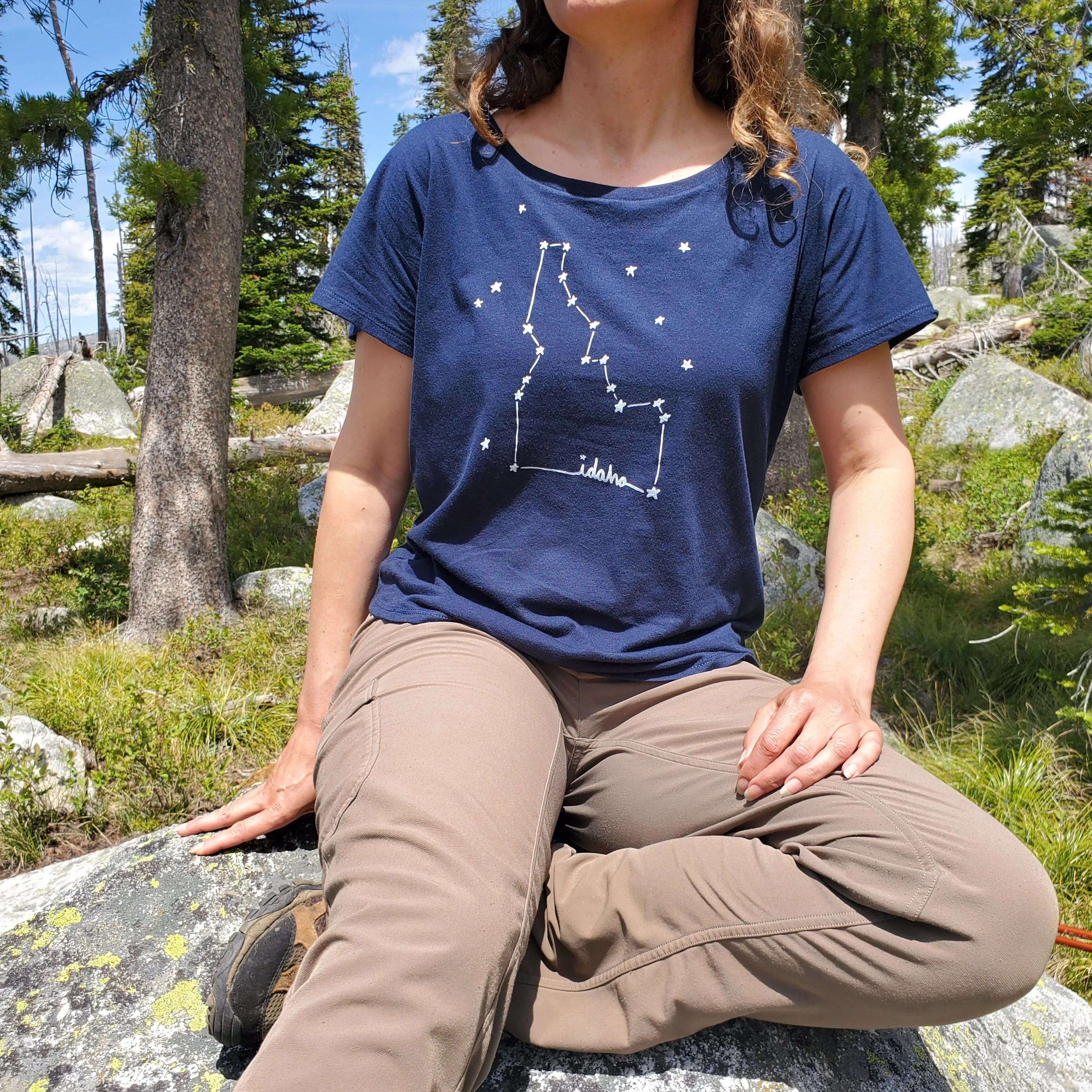 Women's Idaho Constellation T-shirt, screen printed with eco-friendly waterbased inks, adult sizes