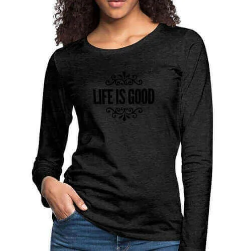 Womens Long Sleeve Graphic Tee, Life Is Good Illustration