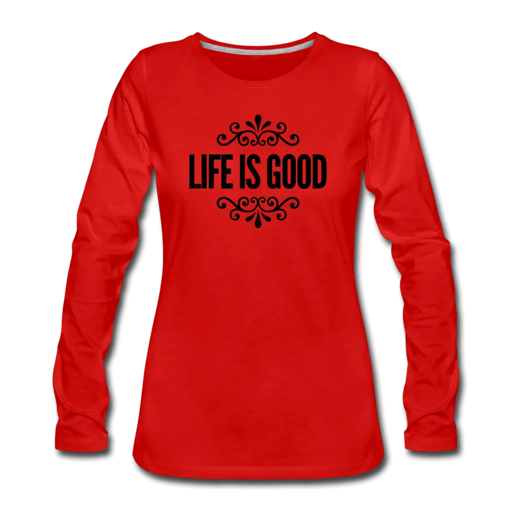 Womens Long Sleeve Graphic Tee, Life Is Good Illustration