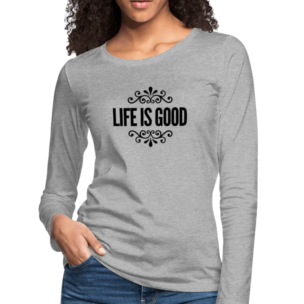 Womens Long Sleeve Graphic Tee, Life Is Good Illustration