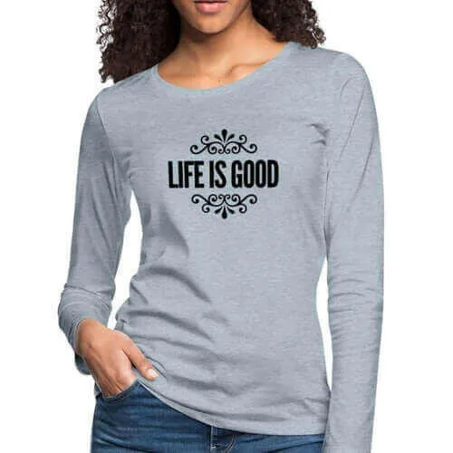 Womens Long Sleeve Graphic Tee, Life Is Good Illustration