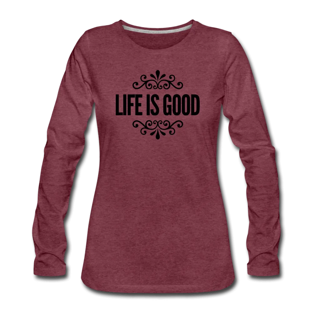 Womens Long Sleeve Graphic Tee, Life Is Good Illustration