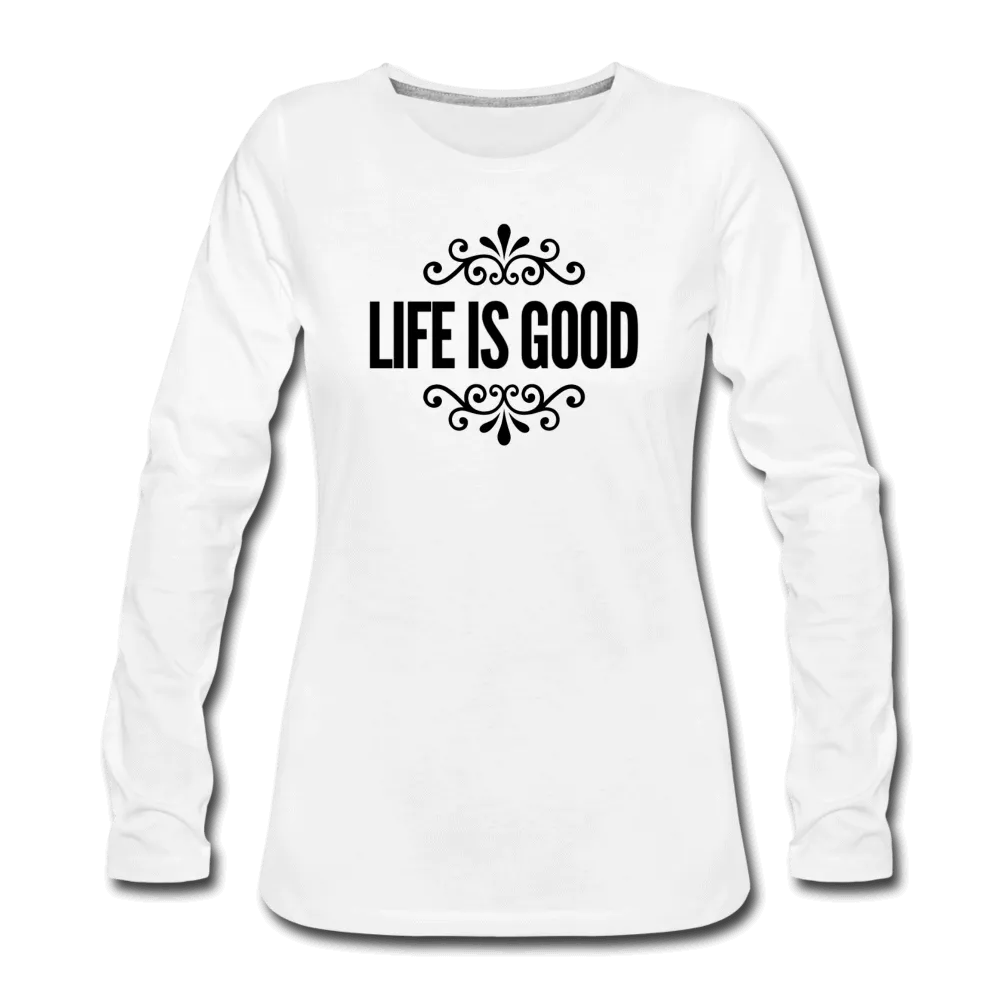 Womens Long Sleeve Graphic Tee, Life Is Good Illustration