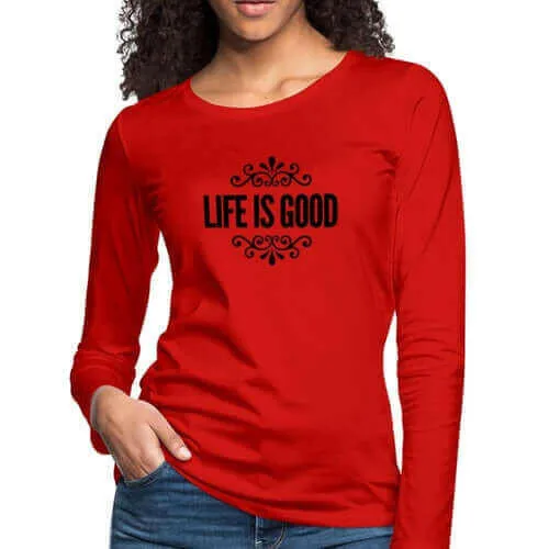 Womens Long Sleeve Graphic Tee, Life Is Good Illustration