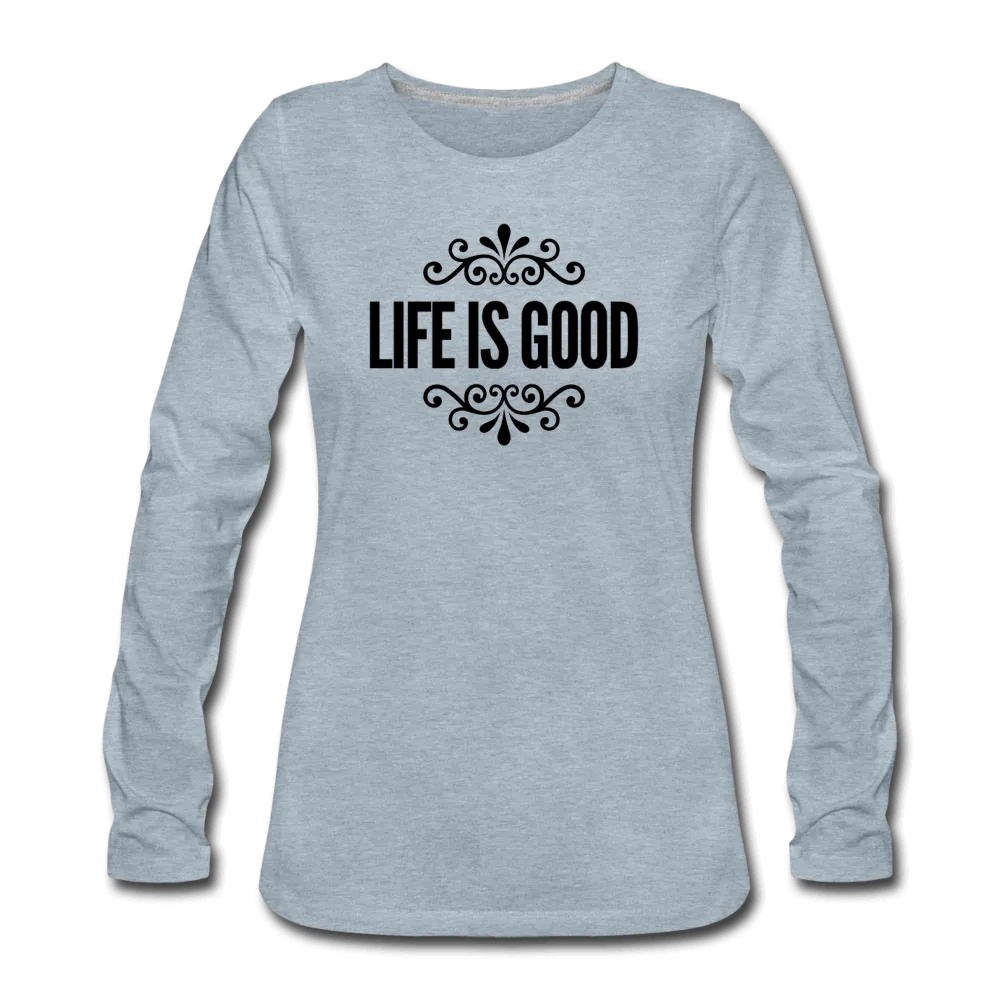 Womens Long Sleeve Graphic Tee, Life Is Good Illustration