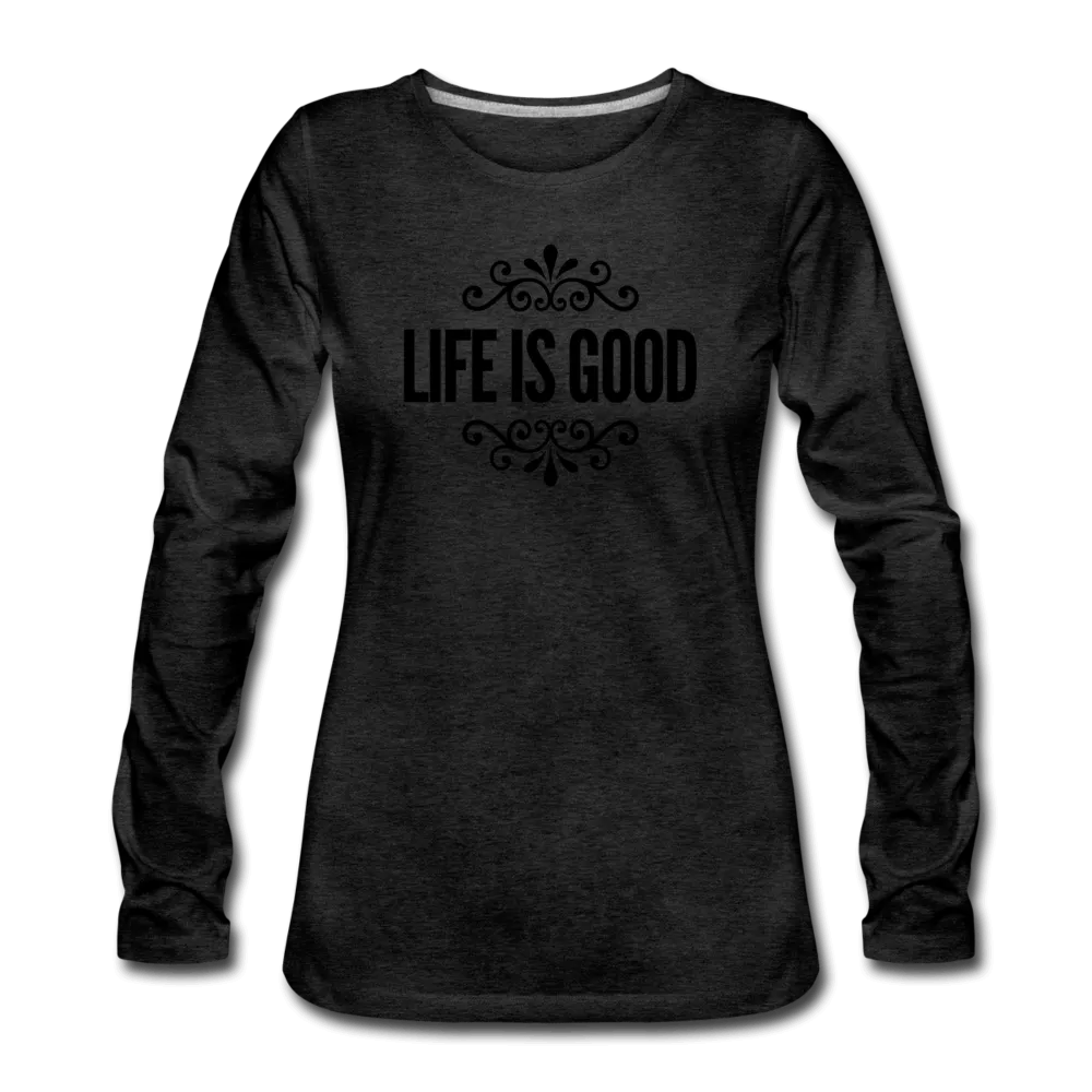 Womens Long Sleeve Graphic Tee, Life Is Good Illustration