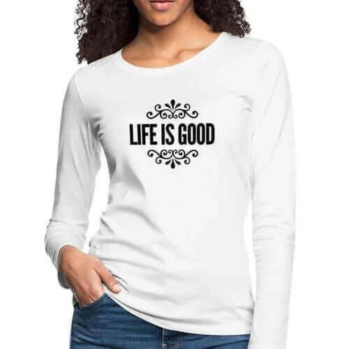 Womens Long Sleeve Graphic Tee, Life Is Good Illustration